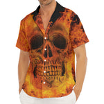 Fire Skull Print Men's Deep V-Neck Shirt