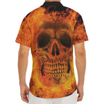Fire Skull Print Men's Deep V-Neck Shirt