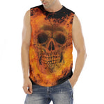 Fire Skull Print Men's Fitness Tank Top
