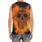 Fire Skull Print Men's Fitness Tank Top