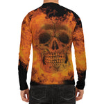 Fire Skull Print Men's Long Sleeve Rash Guard