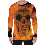 Fire Skull Print Men's Long Sleeve T-Shirt