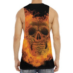 Fire Skull Print Men's Muscle Tank Top