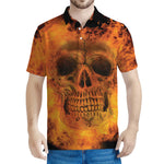 Fire Skull Print Men's Polo Shirt