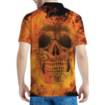 Fire Skull Print Men's Polo Shirt