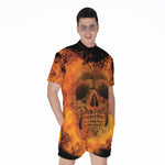 Fire Skull Print Men's Rompers