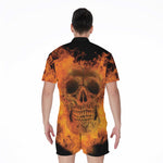 Fire Skull Print Men's Rompers