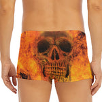 Fire Skull Print Men's Short Boxer Briefs