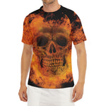 Fire Skull Print Men's Short Sleeve Rash Guard