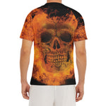 Fire Skull Print Men's Short Sleeve Rash Guard