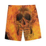 Fire Skull Print Men's Sports Shorts