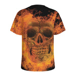 Fire Skull Print Men's Sports T-Shirt