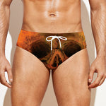 Fire Skull Print Men's Swim Briefs
