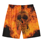 Fire Skull Print Men's Swim Trunks