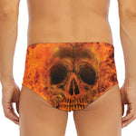 Fire Skull Print Men's Triangle Swim Briefs