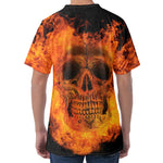 Fire Skull Print Men's Velvet T-Shirt