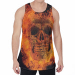 Fire Skull Print Men's Velvet Tank Top