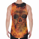 Fire Skull Print Men's Velvet Tank Top