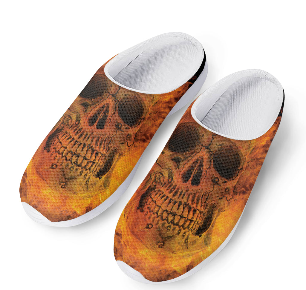 Fire Skull Print Mesh Casual Shoes