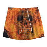 Fire Skull Print Mesh Shorts
