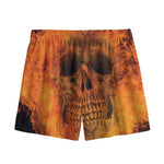 Fire Skull Print Mesh Shorts