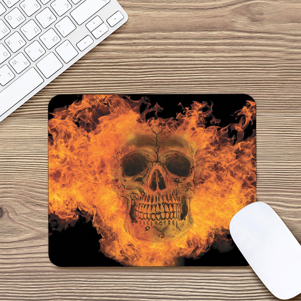 Fire Skull Print Mouse Pad