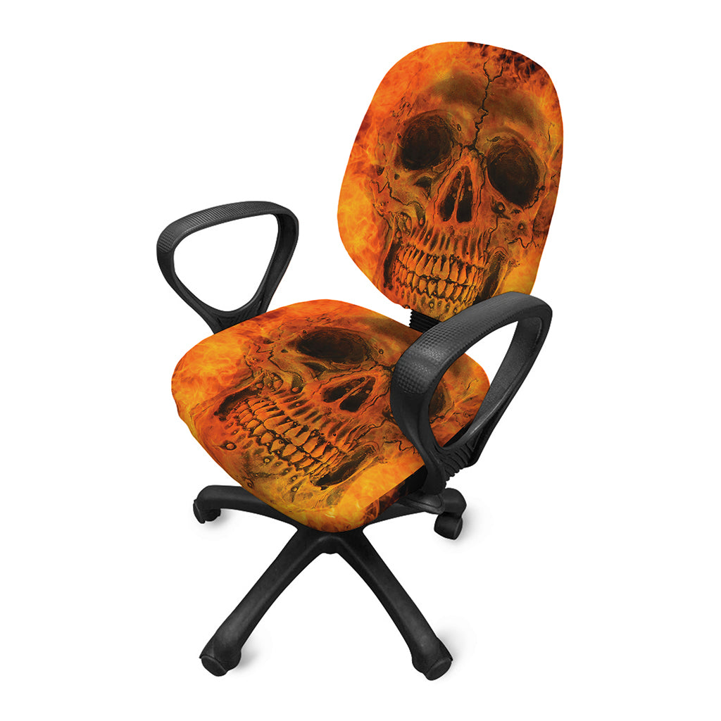 Fire Skull Print Office Chair Cover