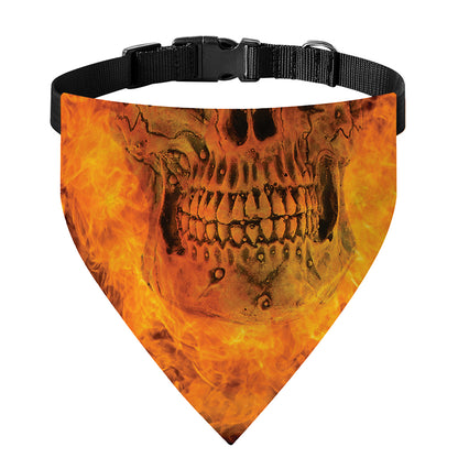 Fire Skull Print Over The Collar Dog Bandana