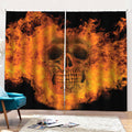 Fire Skull Print Pencil Pleat Curtains