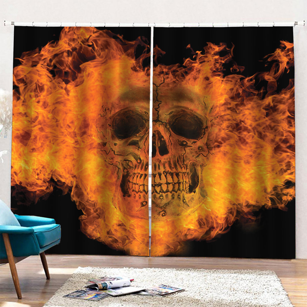 Fire Skull Print Pencil Pleat Curtains