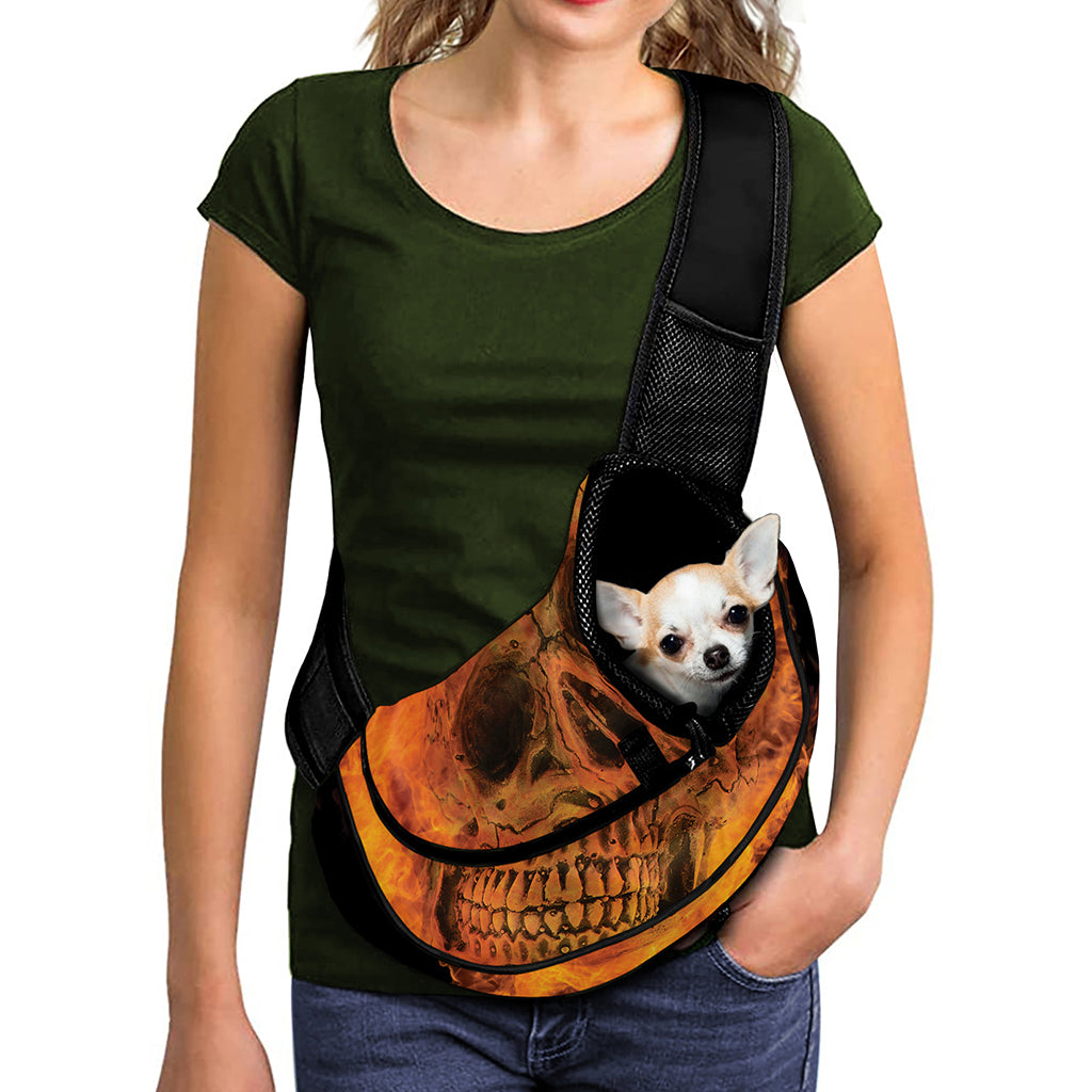 Fire Skull Print Pet Sling Carrier