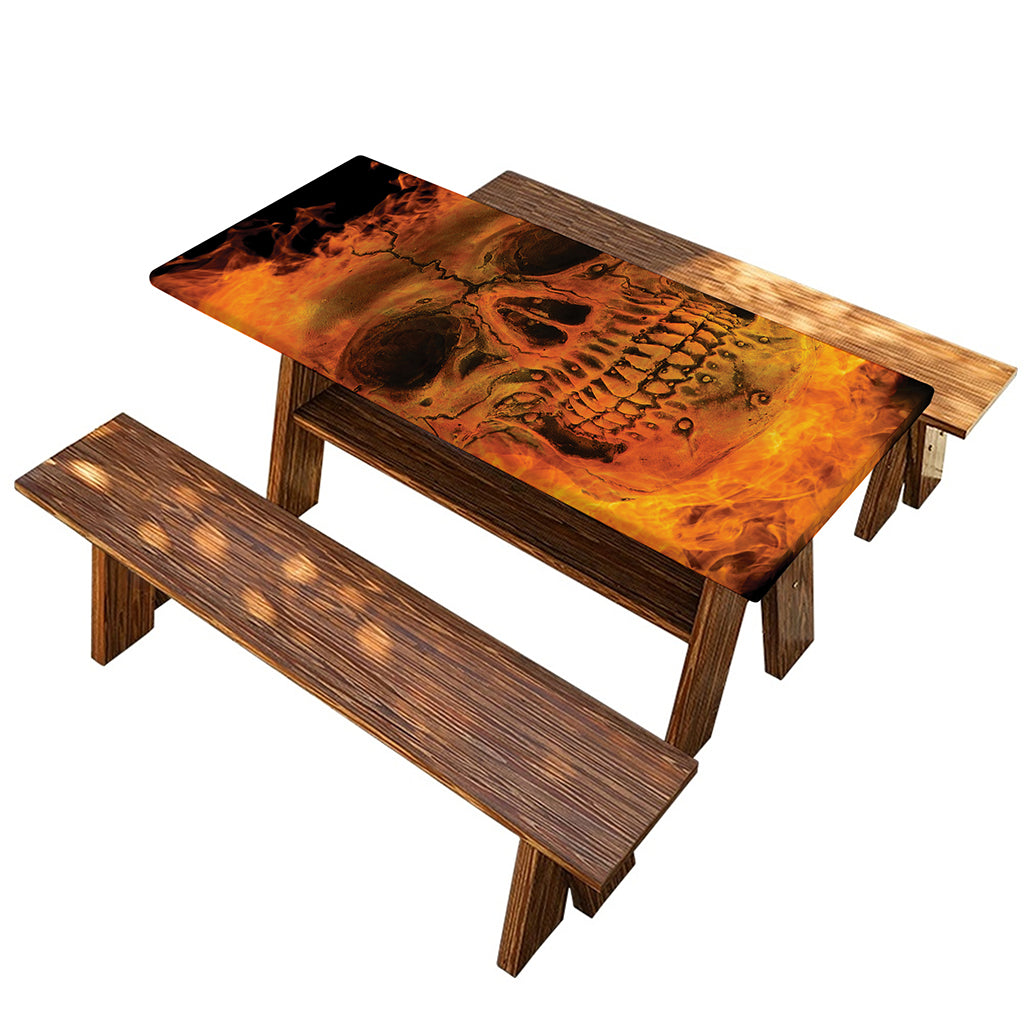 Fire Skull Print Picnic Table Cover