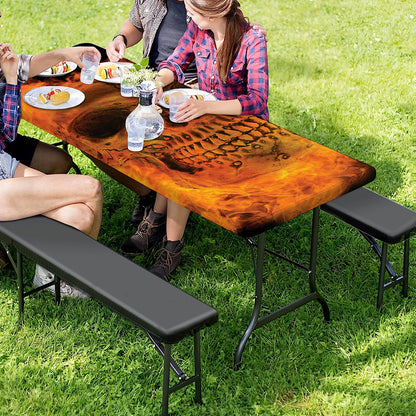 Fire Skull Print Picnic Table Cover