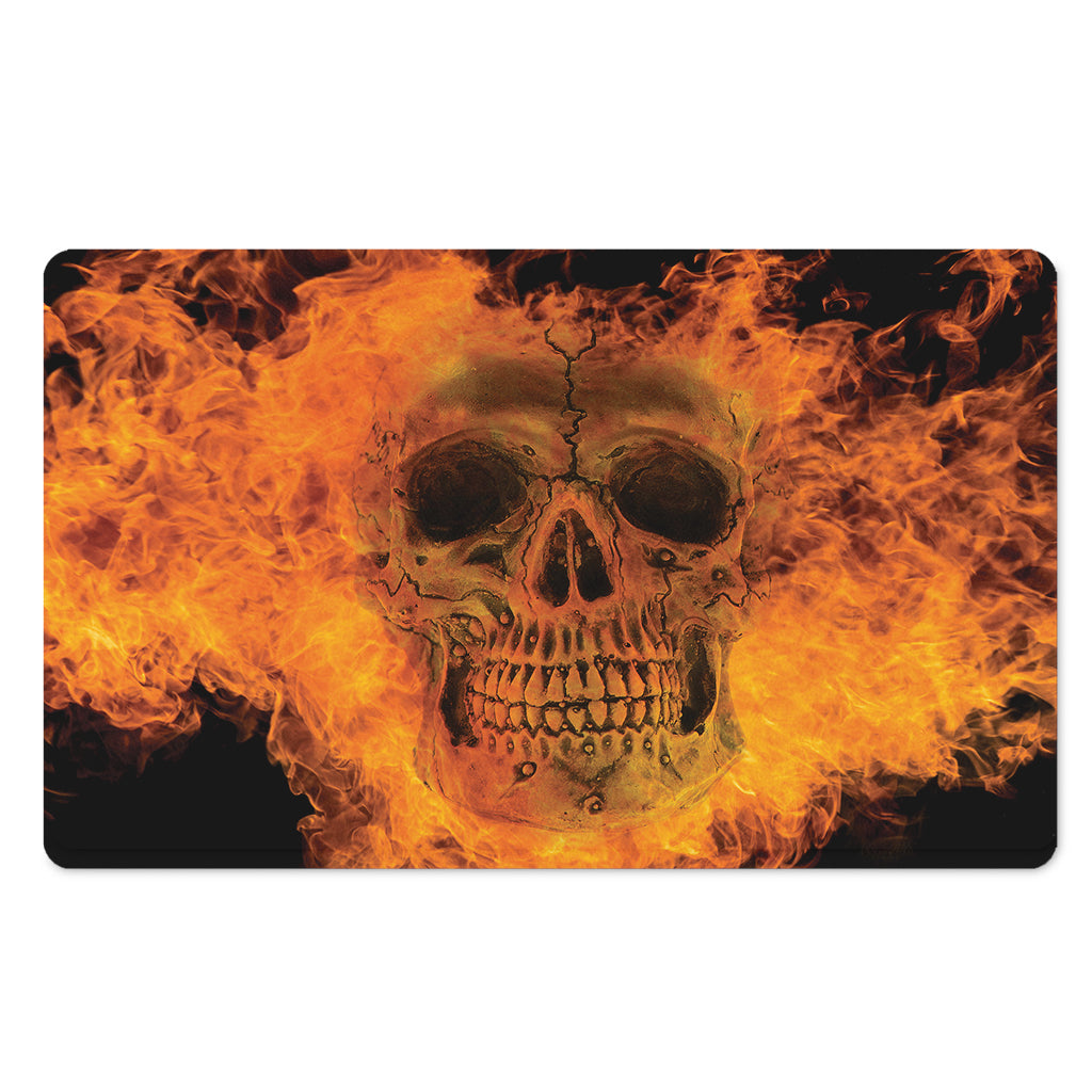 Fire Skull Print Polyester Doormat