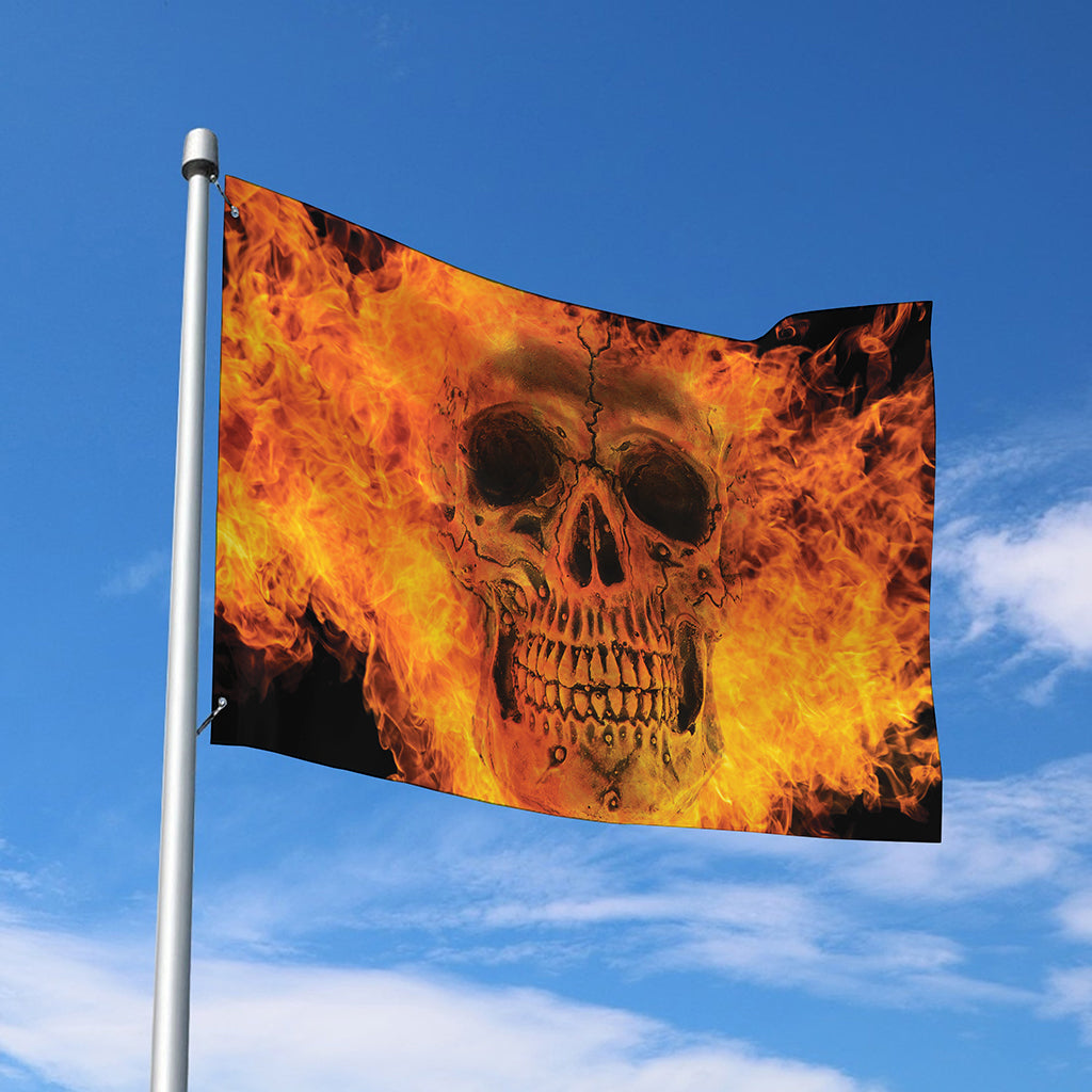 Fire Skull Print Polyester Flag