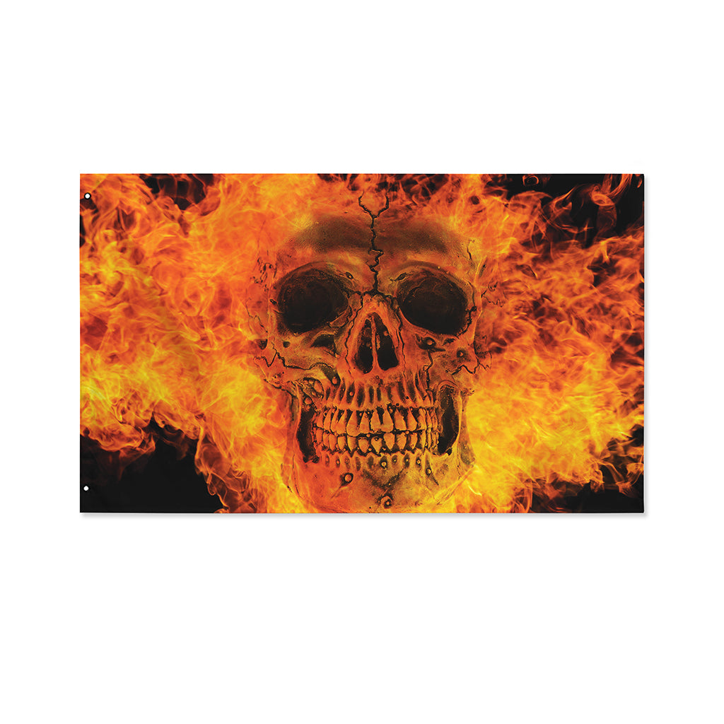 Fire Skull Print Polyester Flag