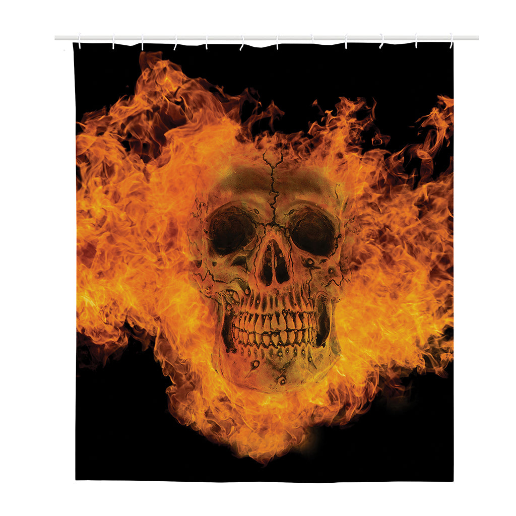 Fire Skull Print Polyester Shower Curtain