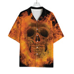 Fire Skull Print Rayon Hawaiian Shirt