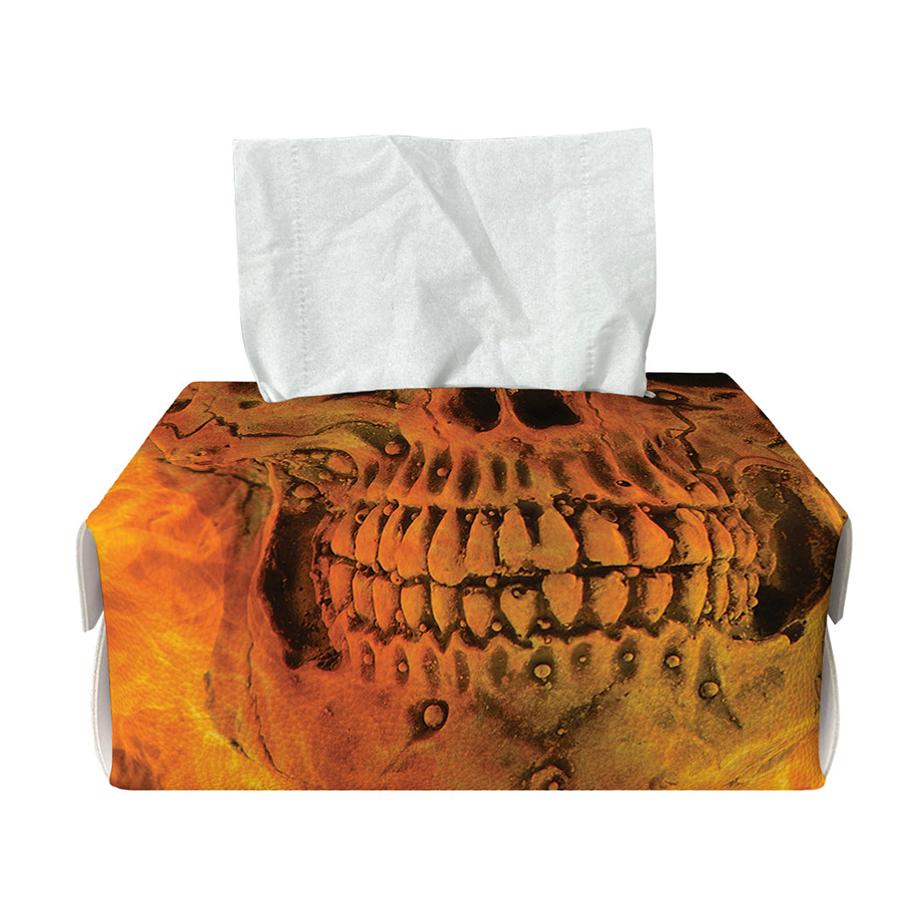 Fire Skull Print Rectangle Tissue Box Cover