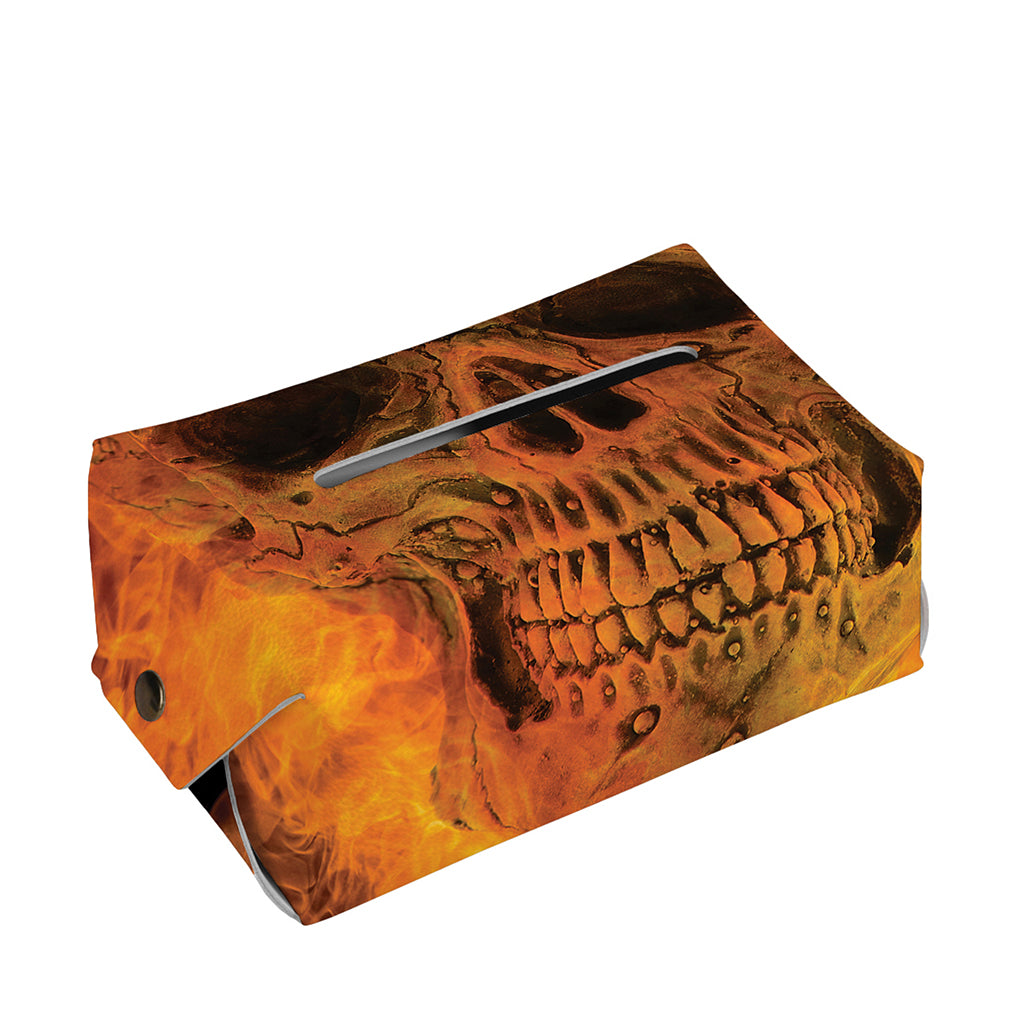 Fire Skull Print Rectangle Tissue Box Cover