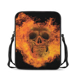 Fire Skull Print Rectangular Crossbody Bag