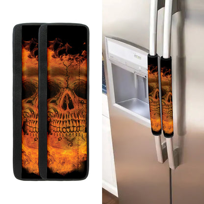Fire Skull Print Refrigerator Handle Covers