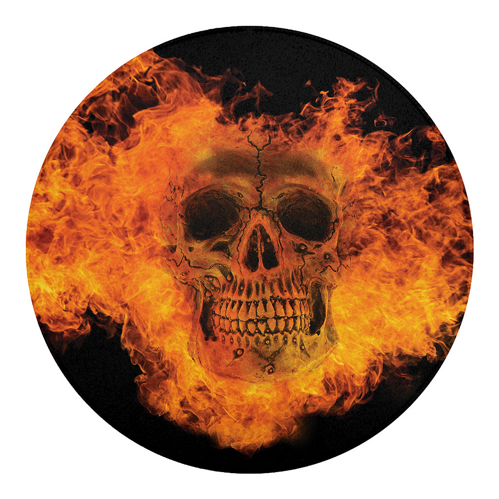 Fire Skull Print Round Blanket