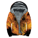 Fire Skull Print Sherpa Lined Zip Up Hoodie