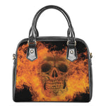 Fire Skull Print Shoulder Handbag