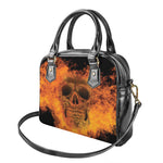 Fire Skull Print Shoulder Handbag