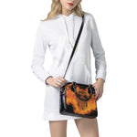 Fire Skull Print Shoulder Handbag