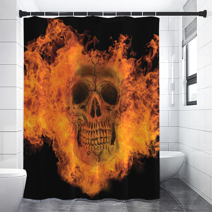Fire Skull Print Shower Curtain