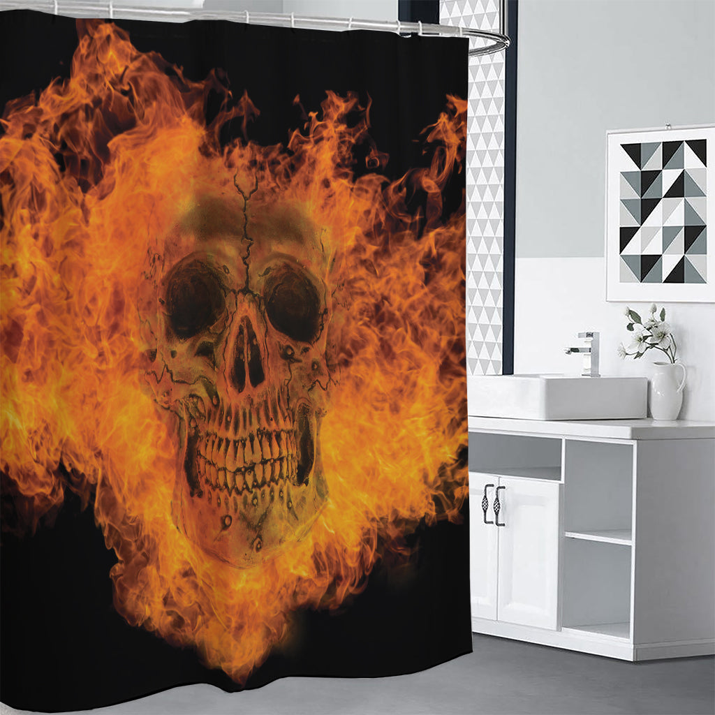 Fire Skull Print Shower Curtain