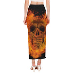 Fire Skull Print Side Slit Maxi Skirt